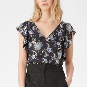 Rebecca Taylor V-Neck Paisley Fleur Top - Large